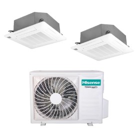 Condizionatore con inverter a cassetta 4 Vie Hisense dual split 12000+18000 Btu in A++ con R32 4AMW81U4RJC