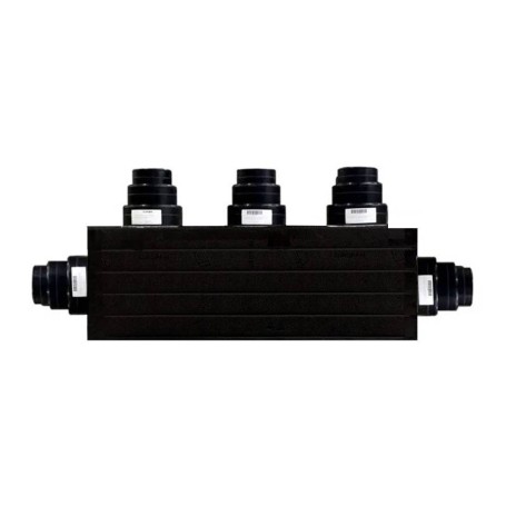 Plenum in poliuretano espanso a 5 uscite con 5 attacchi conici da 100, 127 e 150 mm