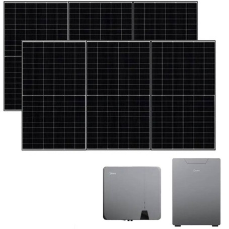 Impianto Kit fotovoltaico da 5kw Midea Inverter ibrido 5 kw completo di batteria di accumulo e 12 Pannelli fotovoltaici Ja Solar