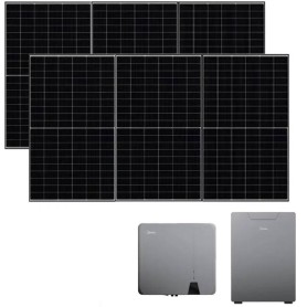 Impianto Kit fotovoltaico da 4kw Midea Inverter ibrido 6 kw completo di batteria di accumulo e 10 Pannelli fotovoltaici Ja Solar