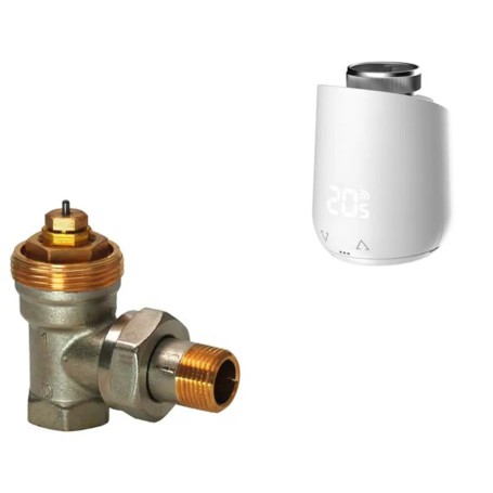 Kit Testa termostatica wireless più valvola ad angolo per radiatore 3/8 Siemens