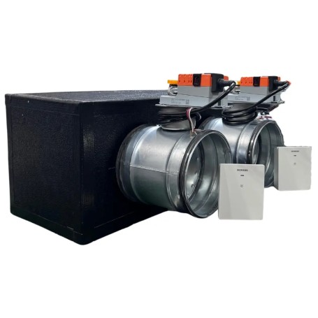 Plenum canalizzato con serrande motorizzate wifi a 2 zone, centralina e interfaccia Siemens
