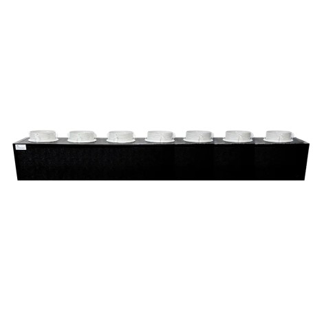 Plenum in poliuretano espanso a 7 uscite con 7 attacchi conici da 100, 127 e 150 mm