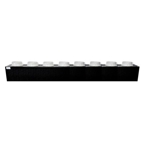 Plenum in poliuretano espanso a 8 uscite con 8 attacchi conici da 100, 127 e 150 mm