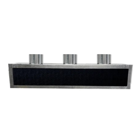 Plenum in poliuretano espanso a 3 zone con 3 attacchi con collarini in alluminio da 150 mm