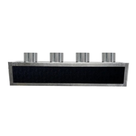 Plenum in poliuretano espanso a 4 zone con 4 attacchi con collarini in alluminio da 150 mm