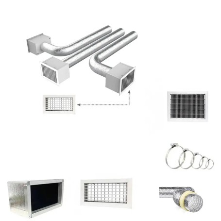 Kit rapido di completamento per plenum a 3 zone con attacchi Ø 150/160