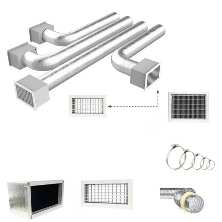 Kit rapido di completamento per plenum a 4 zone con attacchi Ø 150/160