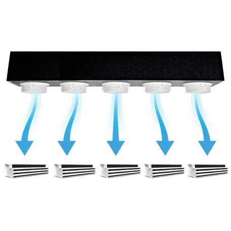 Kit Plenum canalizzato in poliuretano espanso a 5 zone completo di plenum 3 feritoie a scomparsa L. 300 mm  