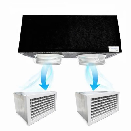 Kit Plenum Coibentato per Fancoil a 2 zone completo di plenum bocchetta con griglia in Pvc