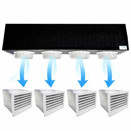 Kit Plenum Coibentato per Fancoil Canalizzato a 4 zone completo di plenum bocchetta con griglia in Pvc 