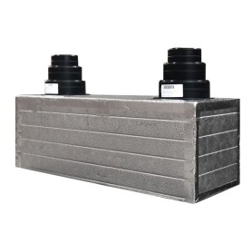 Plenum in poliuretano espanso a 2 uscite con 2 attacchi conici da 100, 127 e 150 mm 
