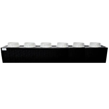 Plenum in poliuretano espanso a 6 uscite con 6 attacchi da 100, 127 e 150 mm 