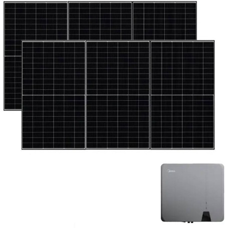 Impianto Kit fotovoltaico Midea con Inverter Ibrido da 6 kw e 6 Pannelli fotovoltaici Sunerg da 510w