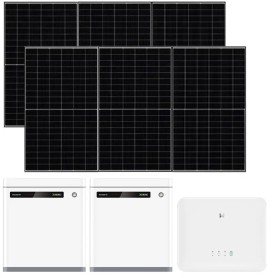 Impianto Kit fotovoltaico Goodwe Inverter ibrido 6kw e 2 batteria di accumulo da 5kw e 12 Pannelli fotovoltaici Sunerg da 510w 