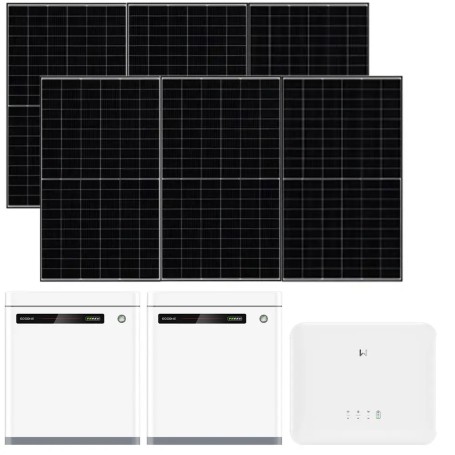 Impianto Kit fotovoltaico Goodwe Inverter ibrido 6kw e 2 batteria di accumulo da 5kw e 12 Pannelli fotovoltaici Sunerg da 510w 